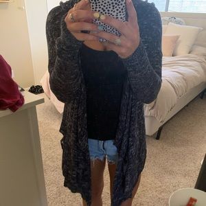Blue cardigan with hood